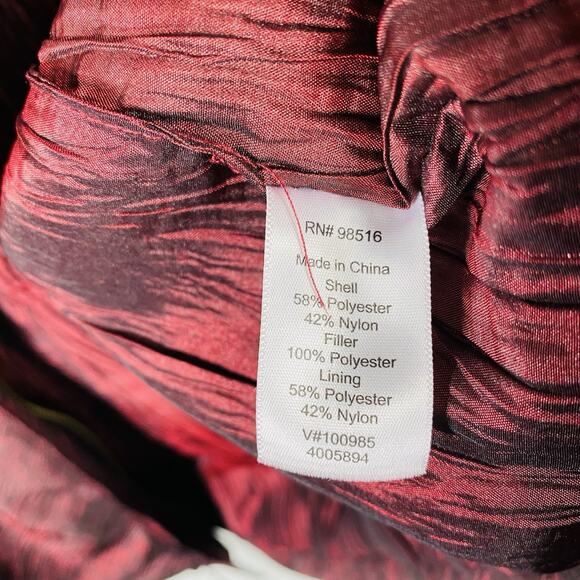 Coldwater Creek Size XL Printed Textured Full Zip Vest Jacket Red - Picture 7 of 7